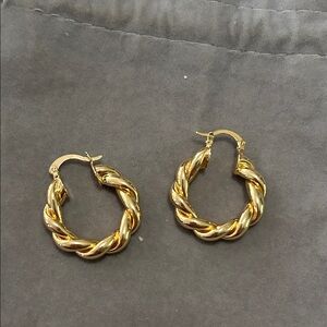 Gold Twisted Hoop Earrings